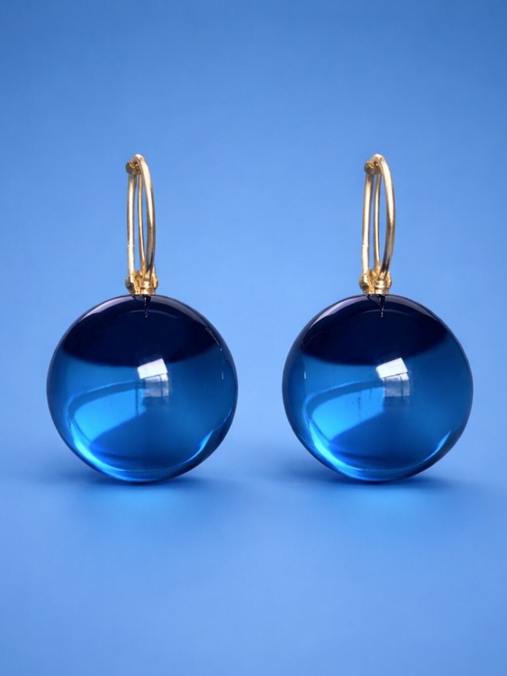 Blue Round Drop Earrings*